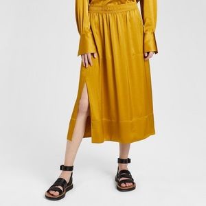 Theory Satin Midi Skirt